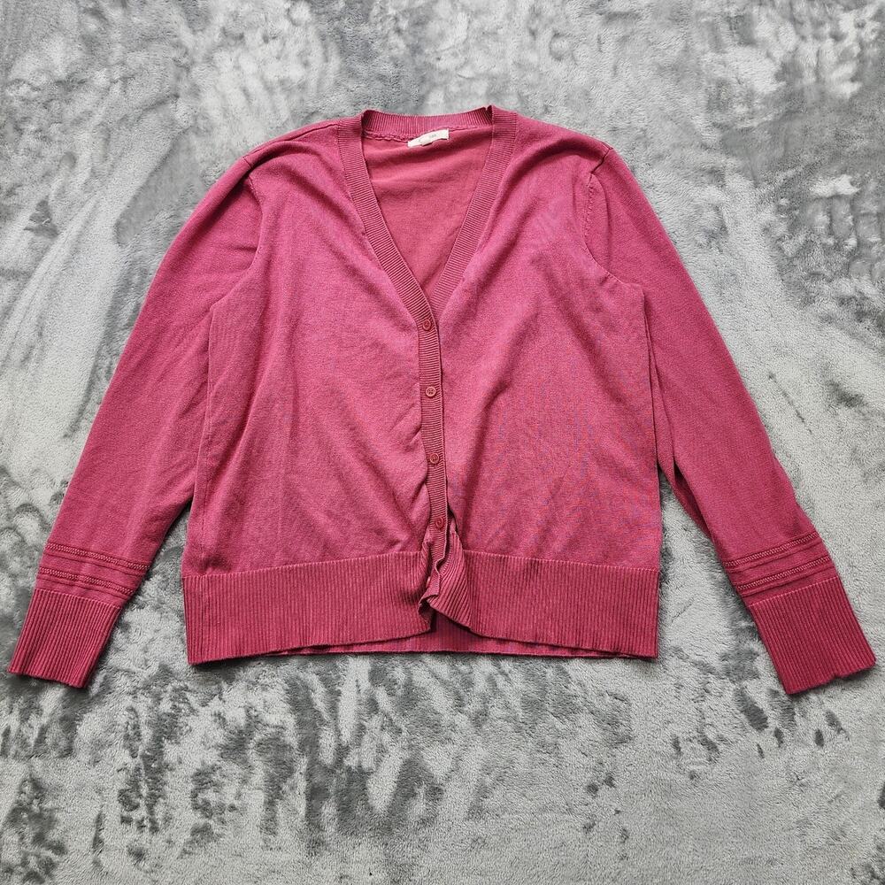 Maurices Sweater Womens XL Pink Button Down Cardigan Stretch Lightweight Preppy